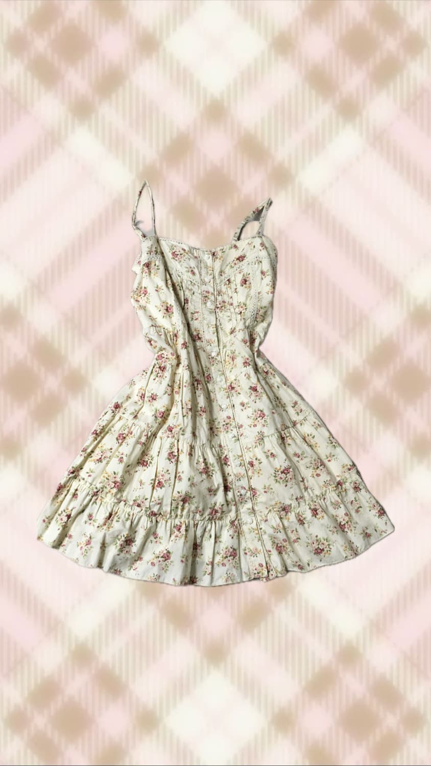 플로럴 아일렛 캉캉 원피스 라떼 히메 갸루 러블리 로걀 모리 빈티지 상품이미지1