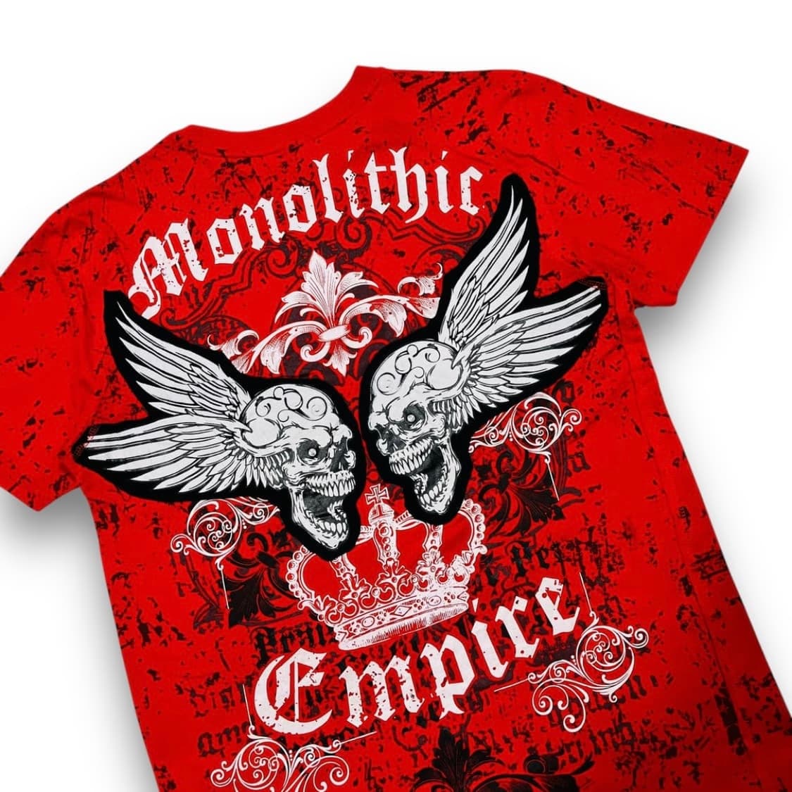 펑크 로우 블루 엠파이어 스컬 스터드 레드 반팔 티셔츠 상품이미지2