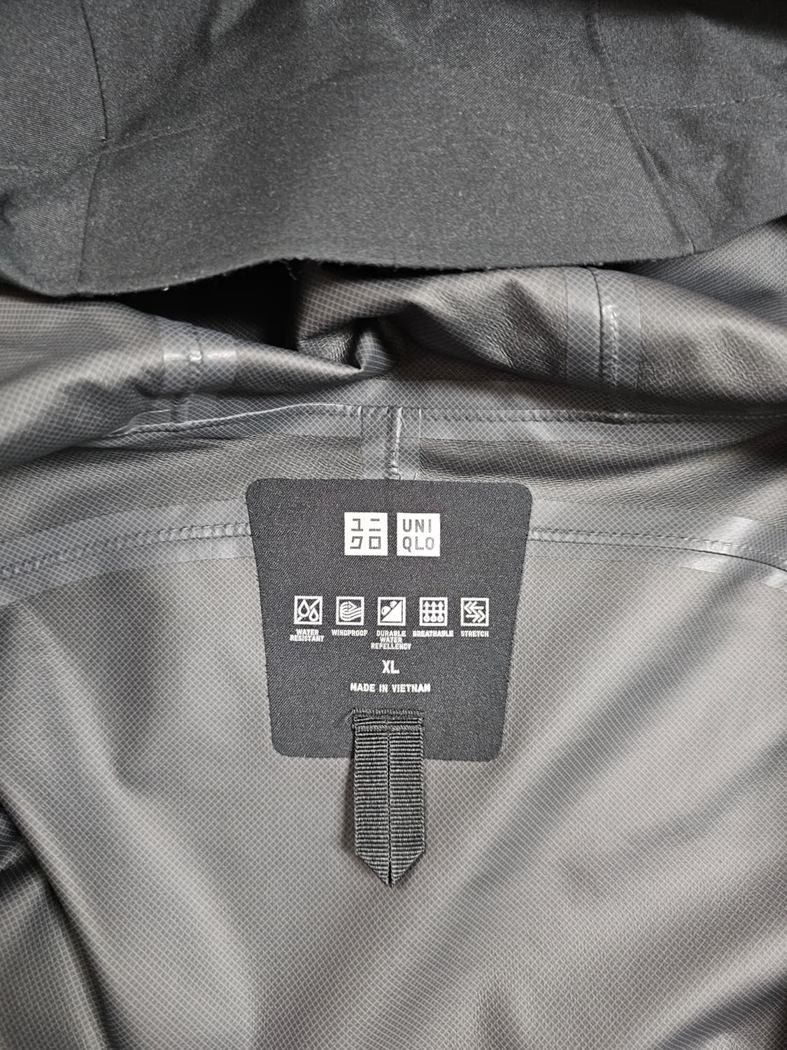 ​[XL] 유니클로 올블랙 블럭테크 기능성 하드쉘 파카 상품이미지6