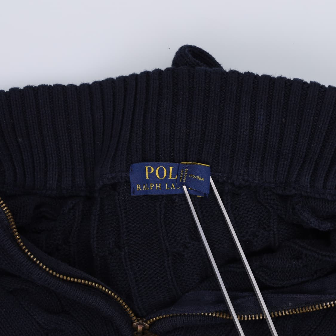 M 폴로 여성 꽈배기 케이블 반집업 니트 네이비 4254 상품이미지5