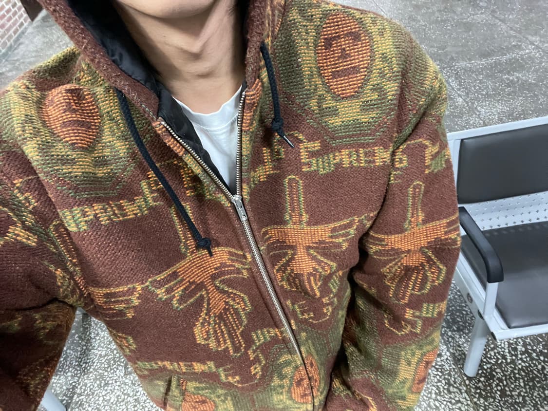 22fw 슈프림 우븐 후드 자켓 러스트 L 상품이미지3