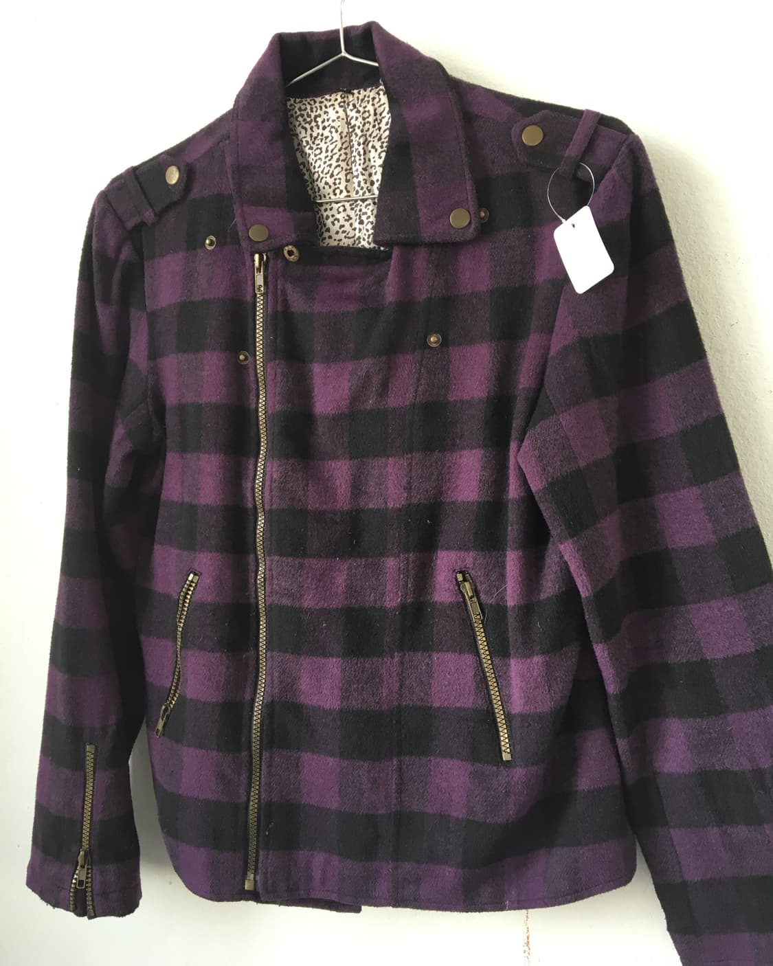 Woolen check pattern rider jacket 상품이미지4