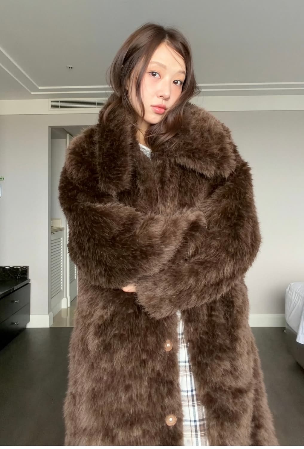 ERER 에르에르 퍼 롱코트 브라운 os 상품이미지3