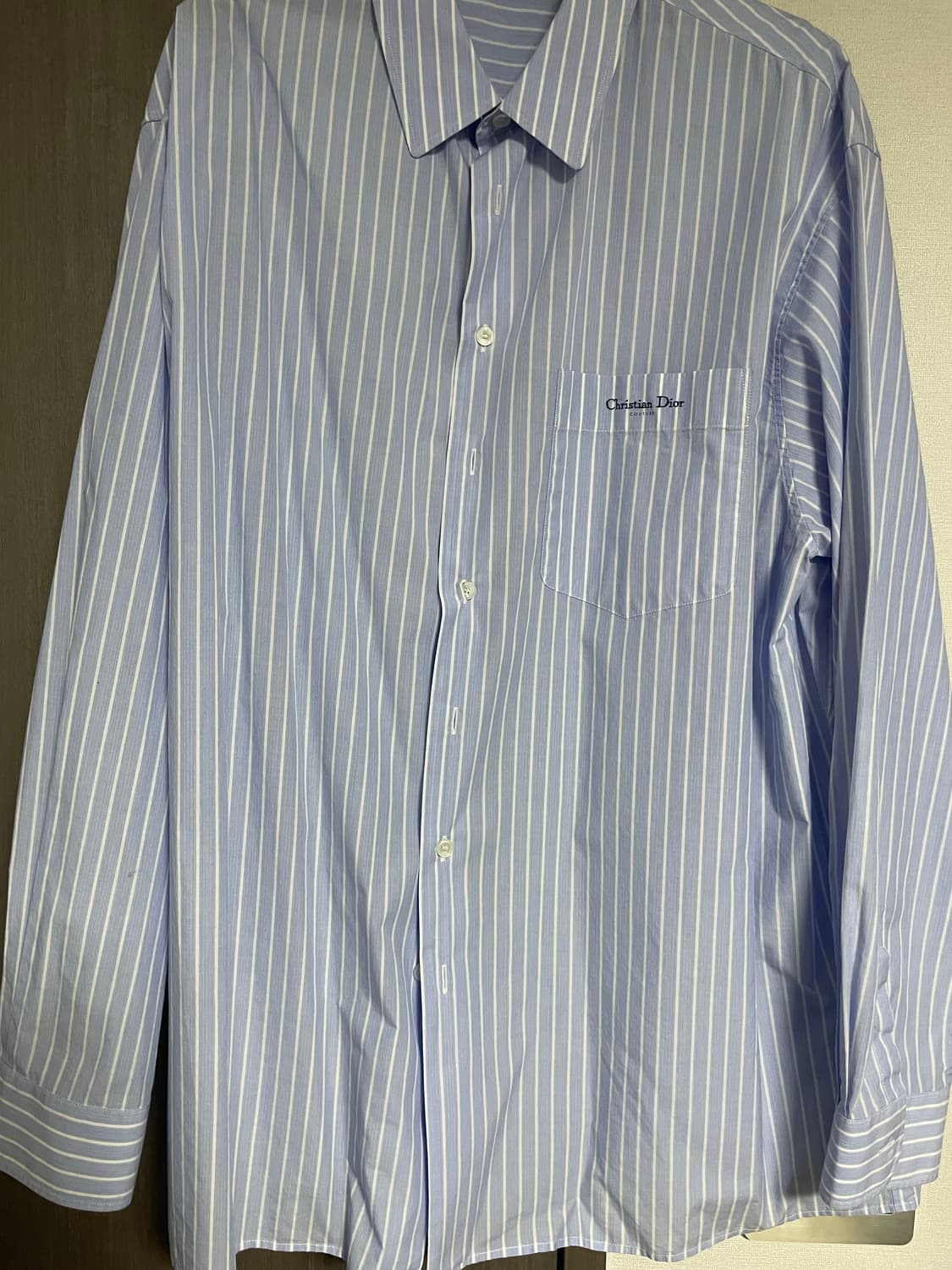디올 남성 블루 스트라이프 오버핏 셔츠 상품이미지1