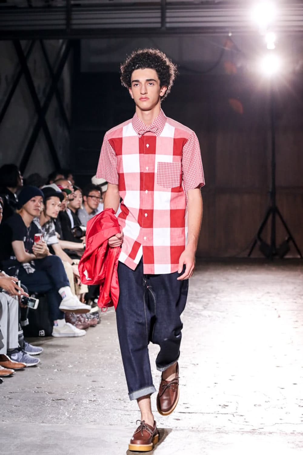 간류 꼼데가르송 패치워크 체크 반팔 셔츠 상품이미지1