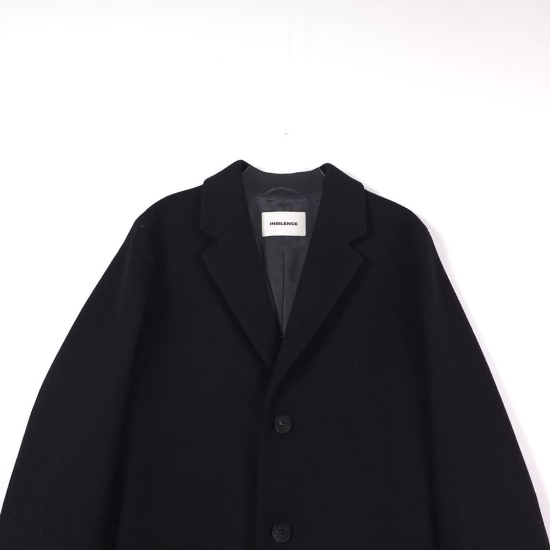 인사일런스 울80 캐시미어20 블랙 싱글 롱코트 S 상품이미지3