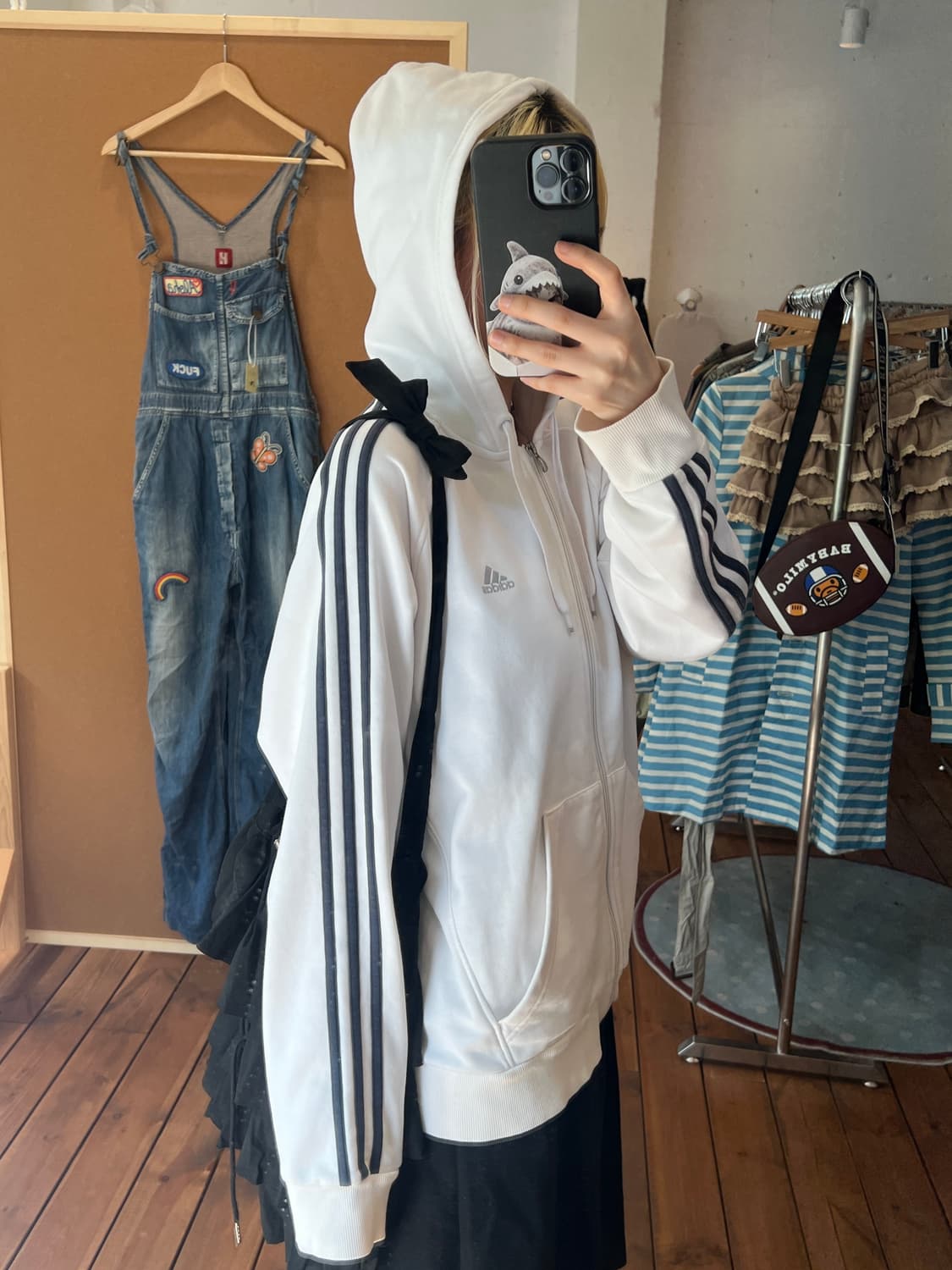 아디다스 화이트 네이비 후드져지 상품이미지4