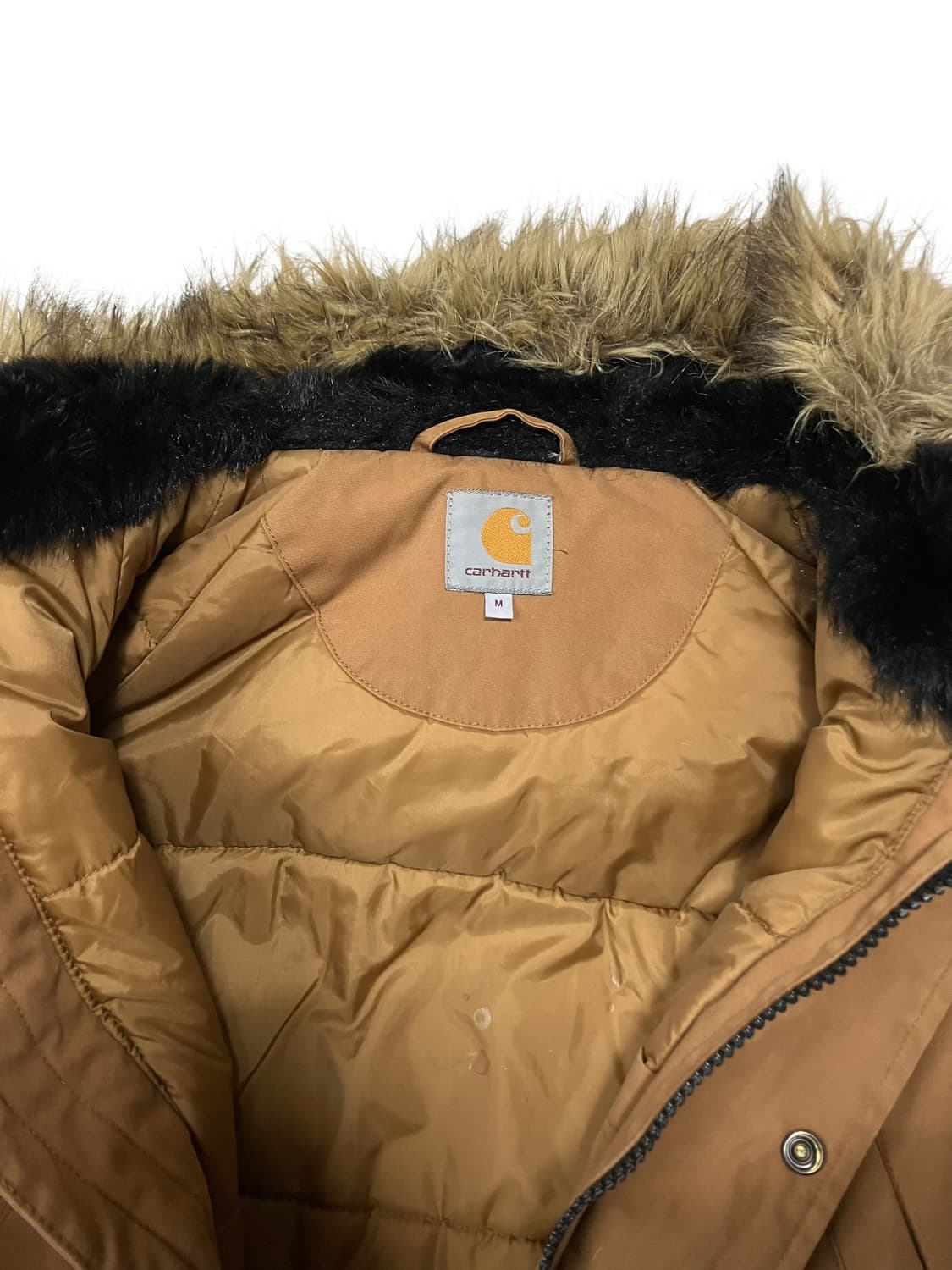 칼하트 브라운 퍼 후드 패딩 점퍼 M 상품이미지3