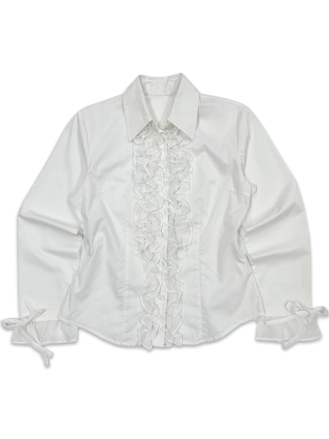 빈티지 화이트 프릴 리본 셔츠 블라우스 상품이미지1