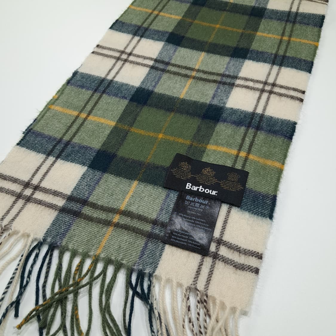 MX598 바버 00s 울캐시미어 타탄체크 그린 머플러 목도리 상품이미지5
