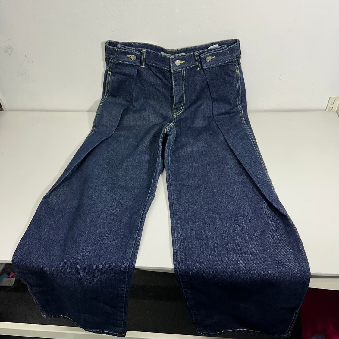 M-L 노앙 하이웨스트 원턱 와일드핏 생지 데님팬츠 상품이미지1