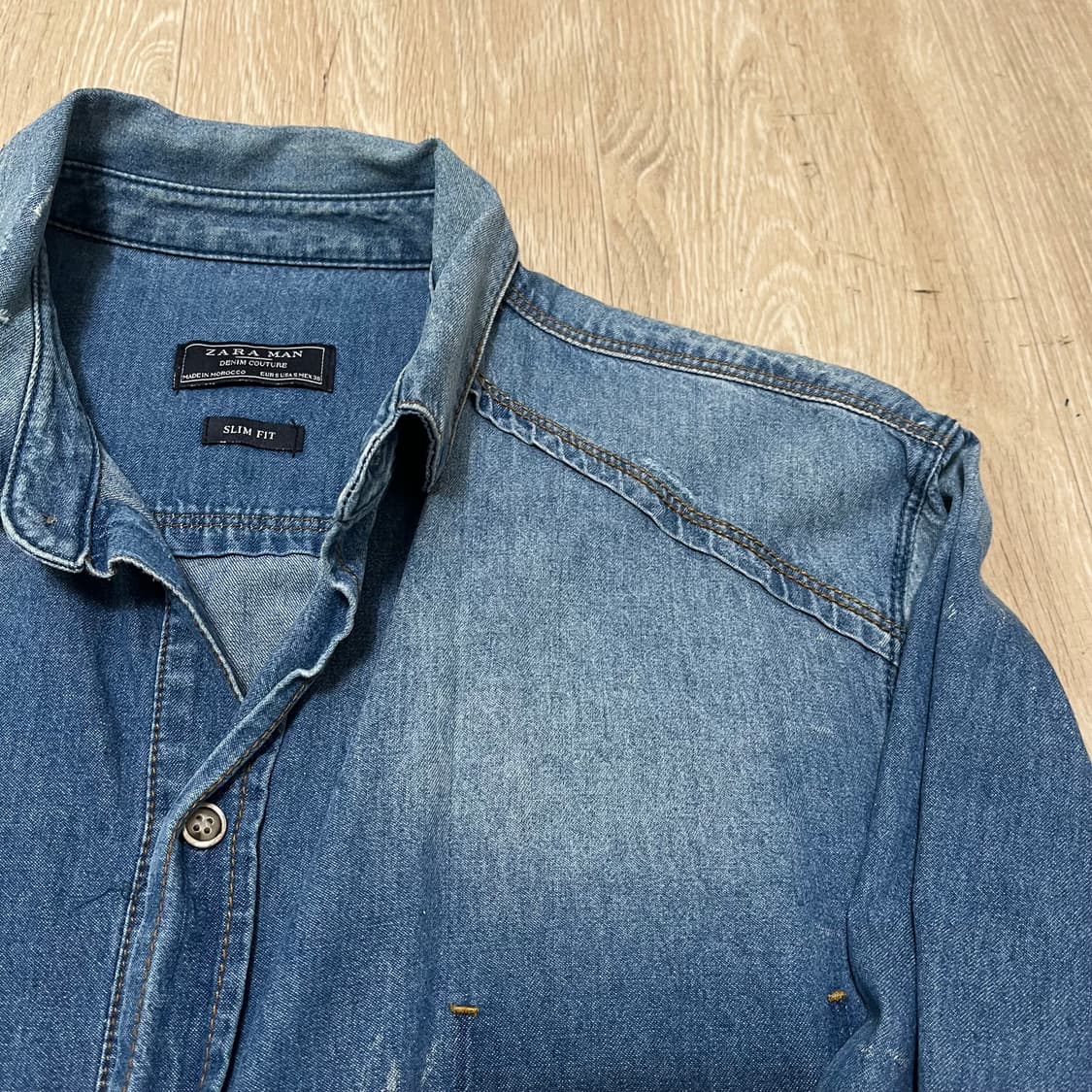 자라 ZARA MAN 슬림 핏 데님 셔츠 S(90) 상품이미지3
