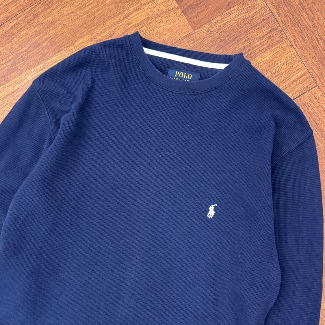 M(100) 폴로 랄프로렌 네이비 라운드 와플 티셔츠  상품이미지2