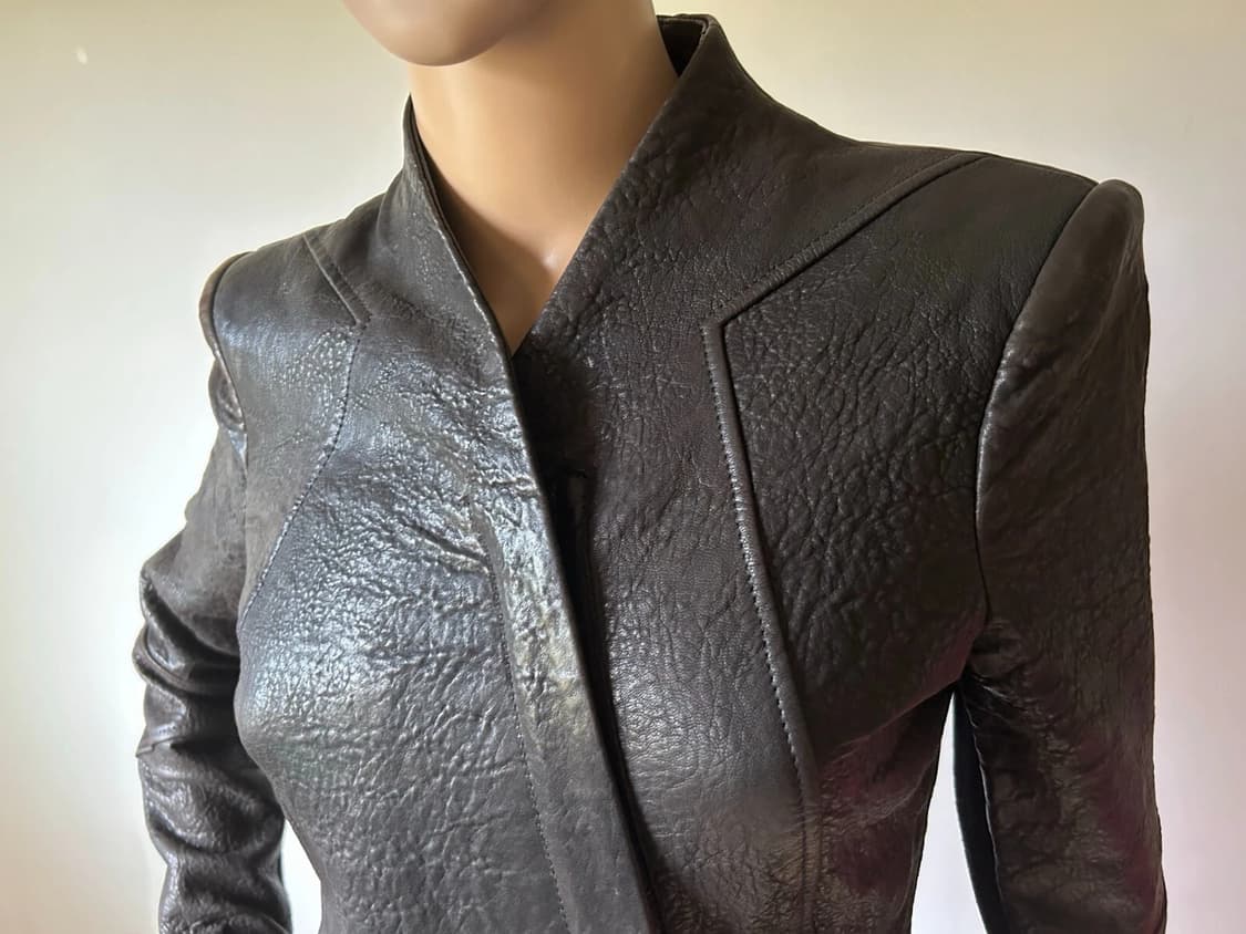 헬무트 랭 다크 브라운 램 레더 바이커 자켓 상품이미지3