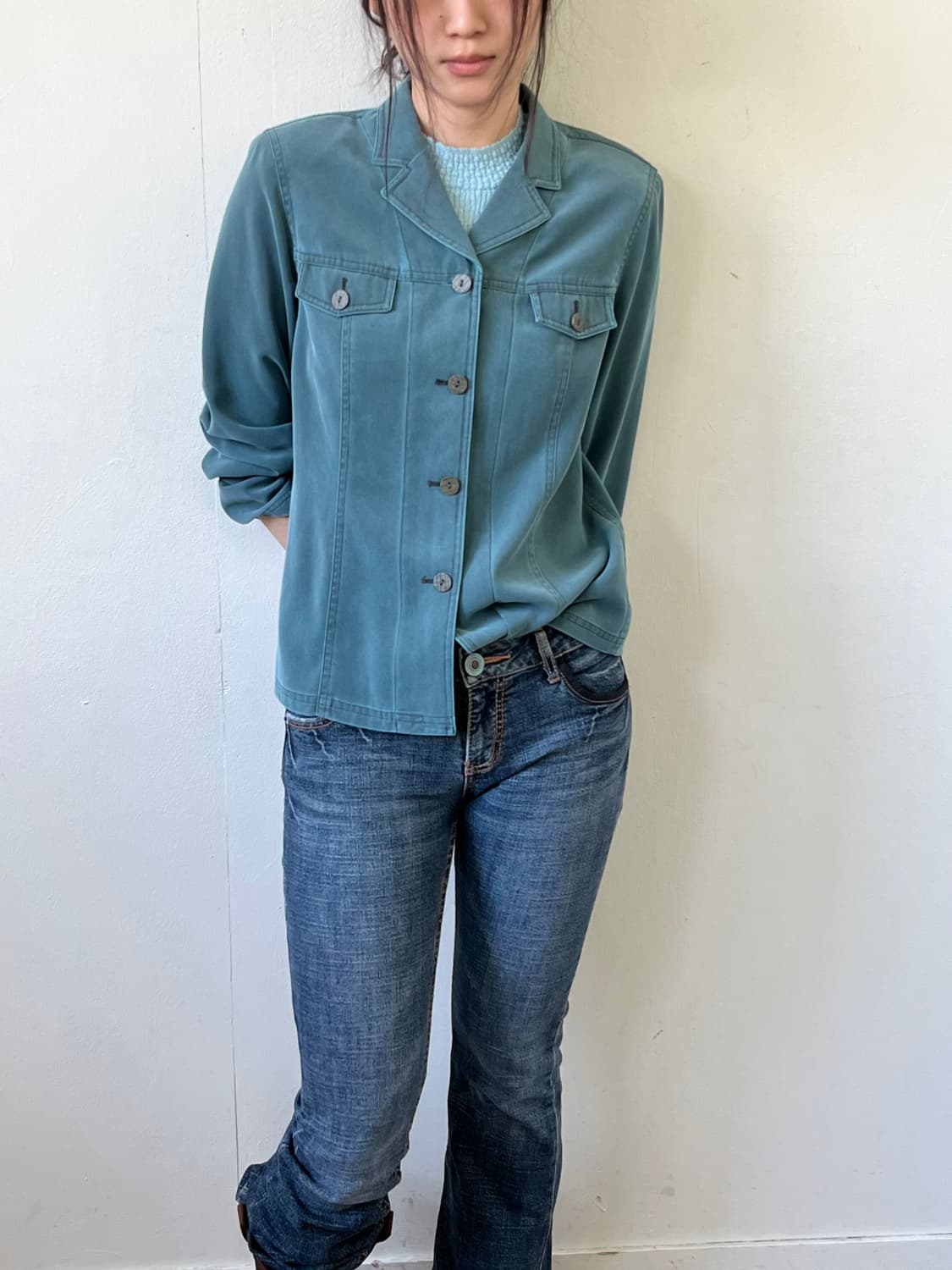 Japan vtg 블루그레이 자켓 상품이미지6