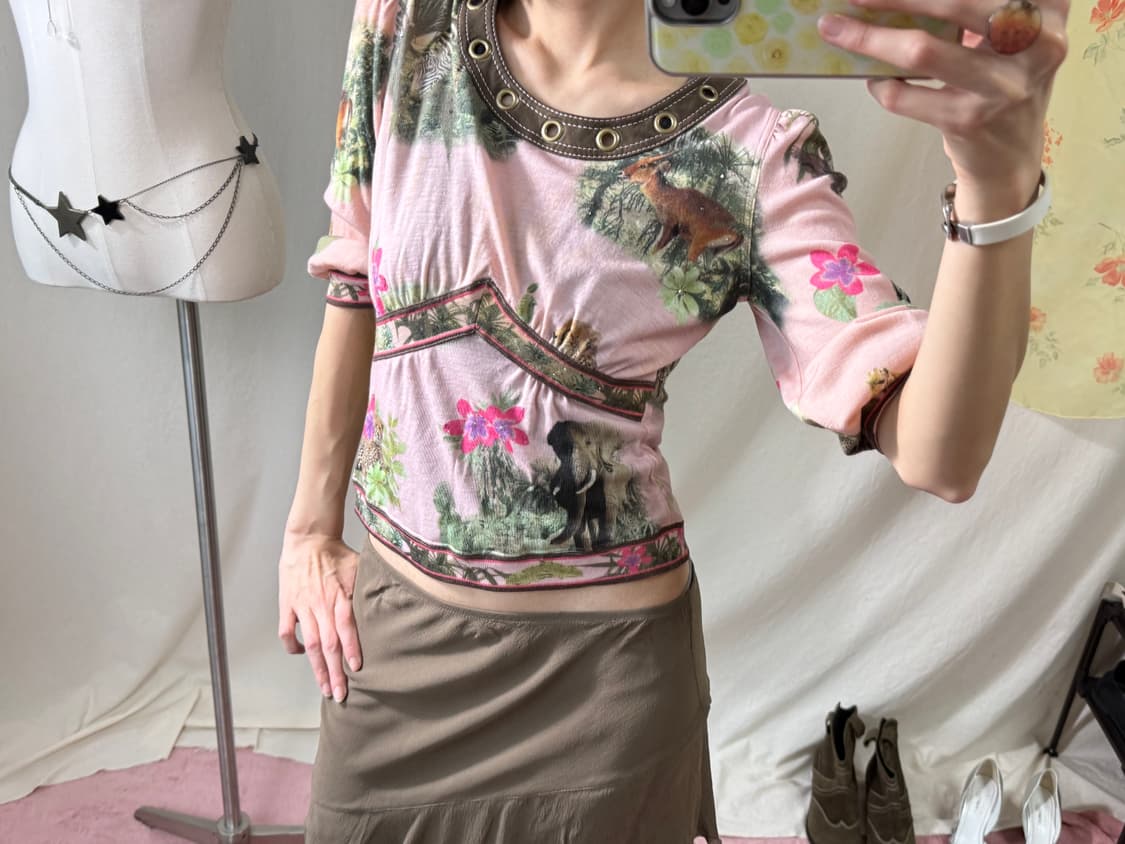 GK Italiya 애니멀 프린팅 아일렛 탑 상품이미지3