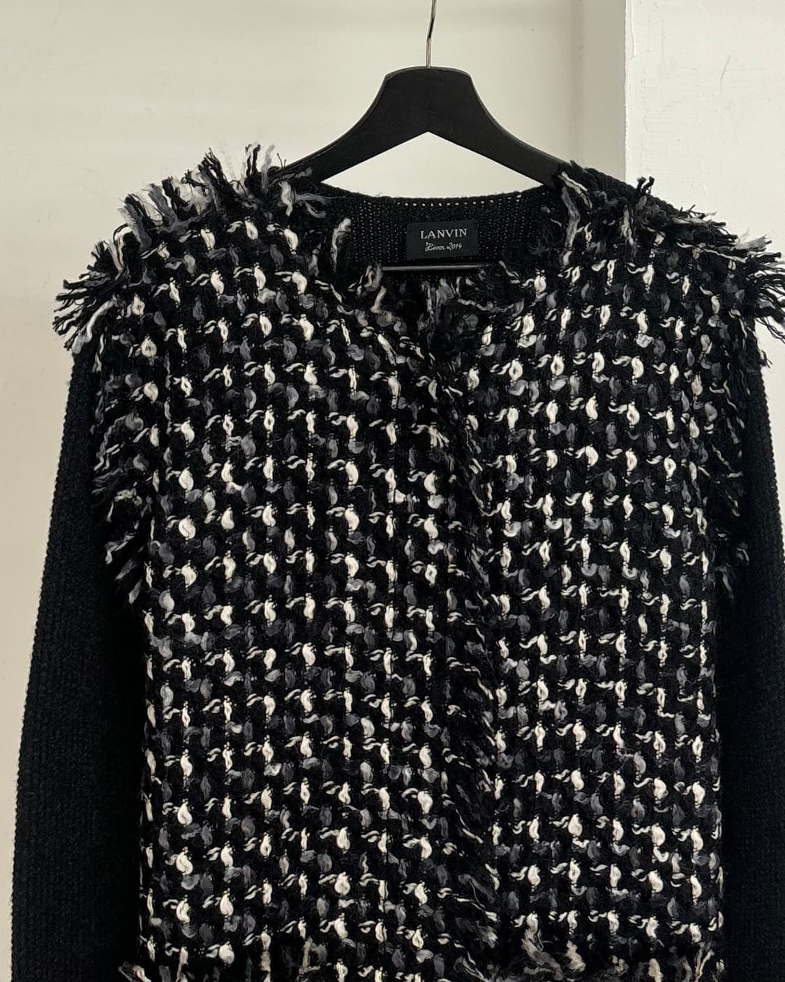 랑방 블랙 트위드 스웨터 코트 자켓 상품이미지2