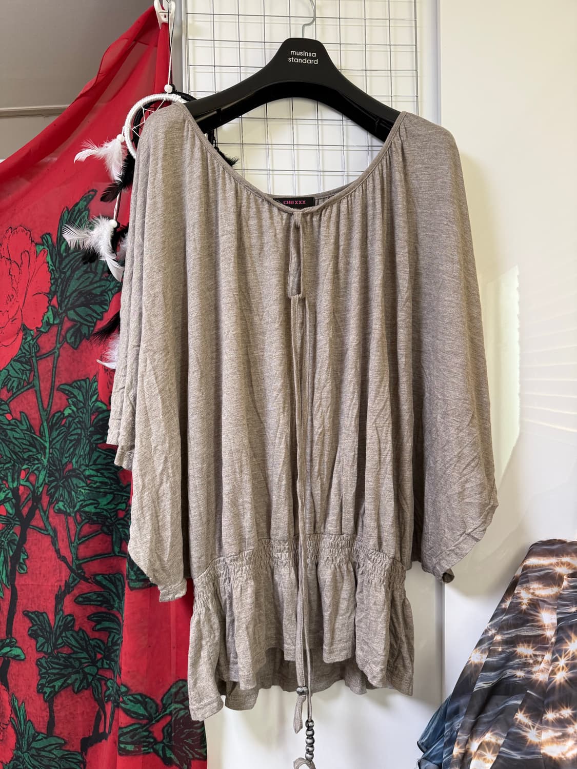 빈티지 히피 보헤미안 홀터넥 케이프 블라우스 티셔츠 상품이미지3