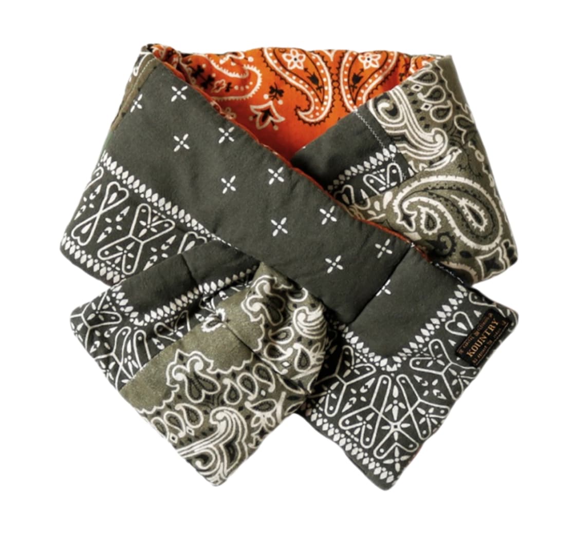 캐피탈 플란넬 반다나 패턴 리버시블 케사 머플러 카키 오렌지 상품이미지1