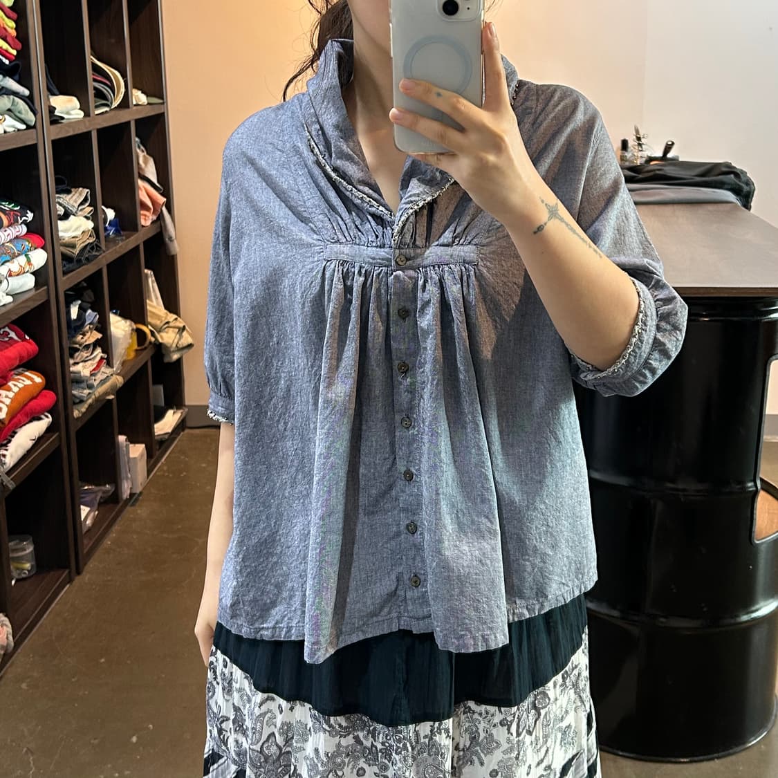 빈티지 코튼 모리 블라우스 상품이미지5