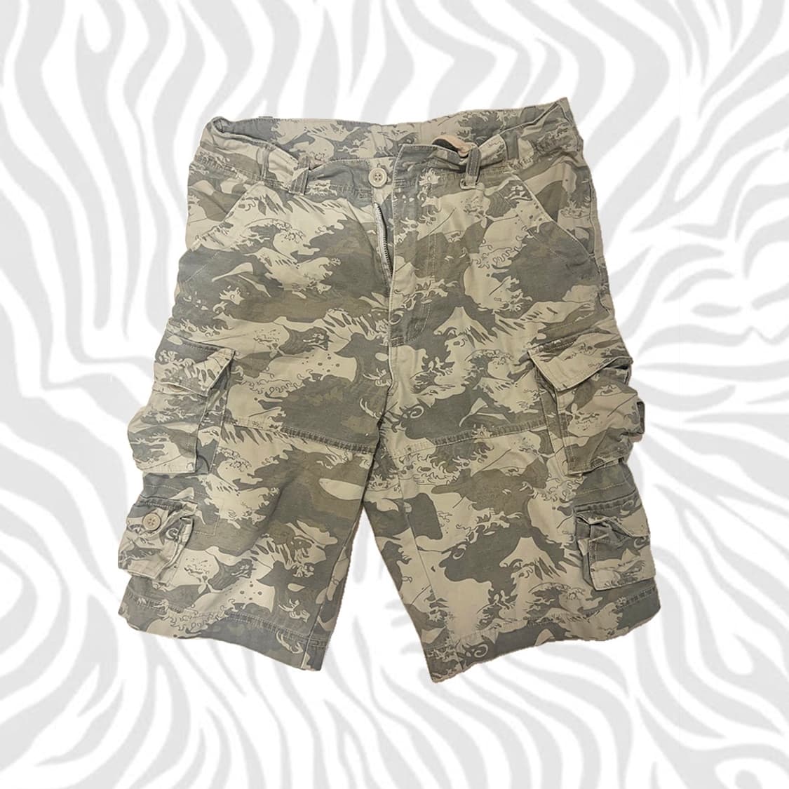 빈티지 우키요에 베이지 버뮤다팬츠 y2k 상품이미지1