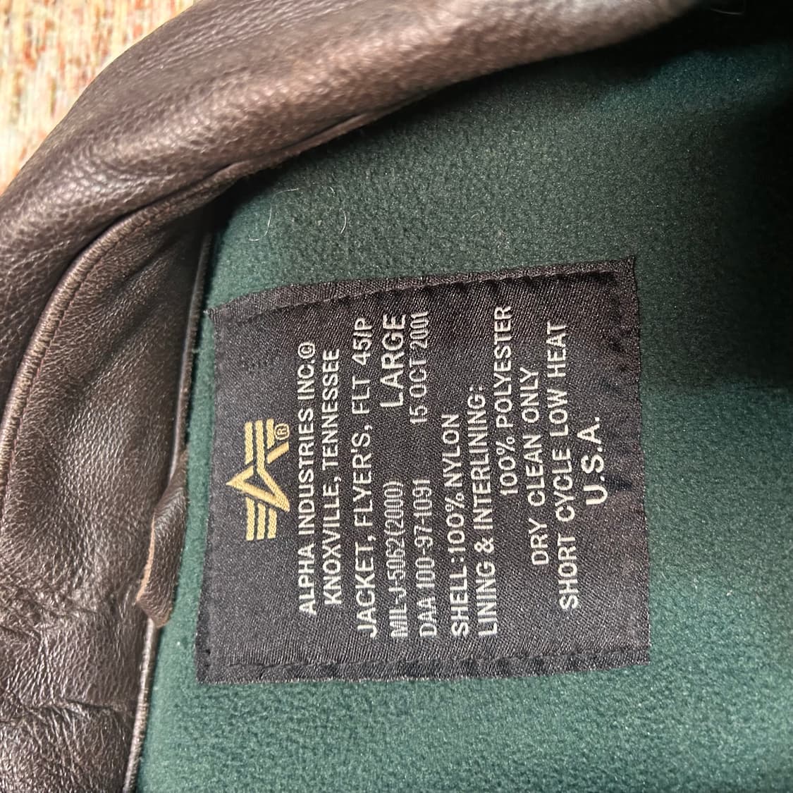 [XL] 00s 알파인더스트리 CWU-45 가죽패치 항공자켓 상품이미지10
