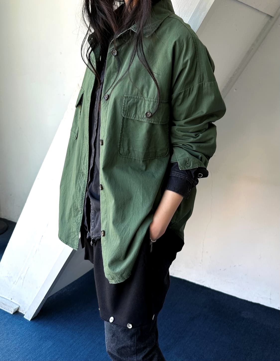 Light cotton wide silhouette work shirt 상품이미지8