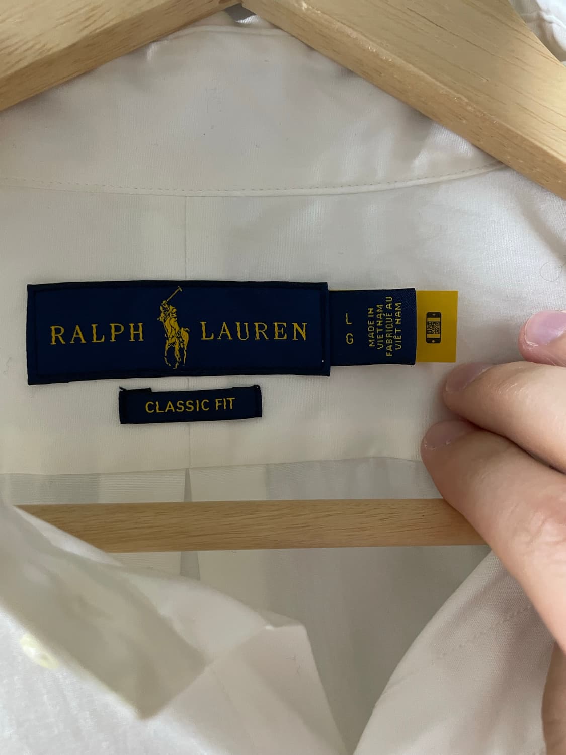 폴로 랄프로렌 클래식핏 스트레치 포플린 화이트 셔츠L(QR정품) 상품이미지4