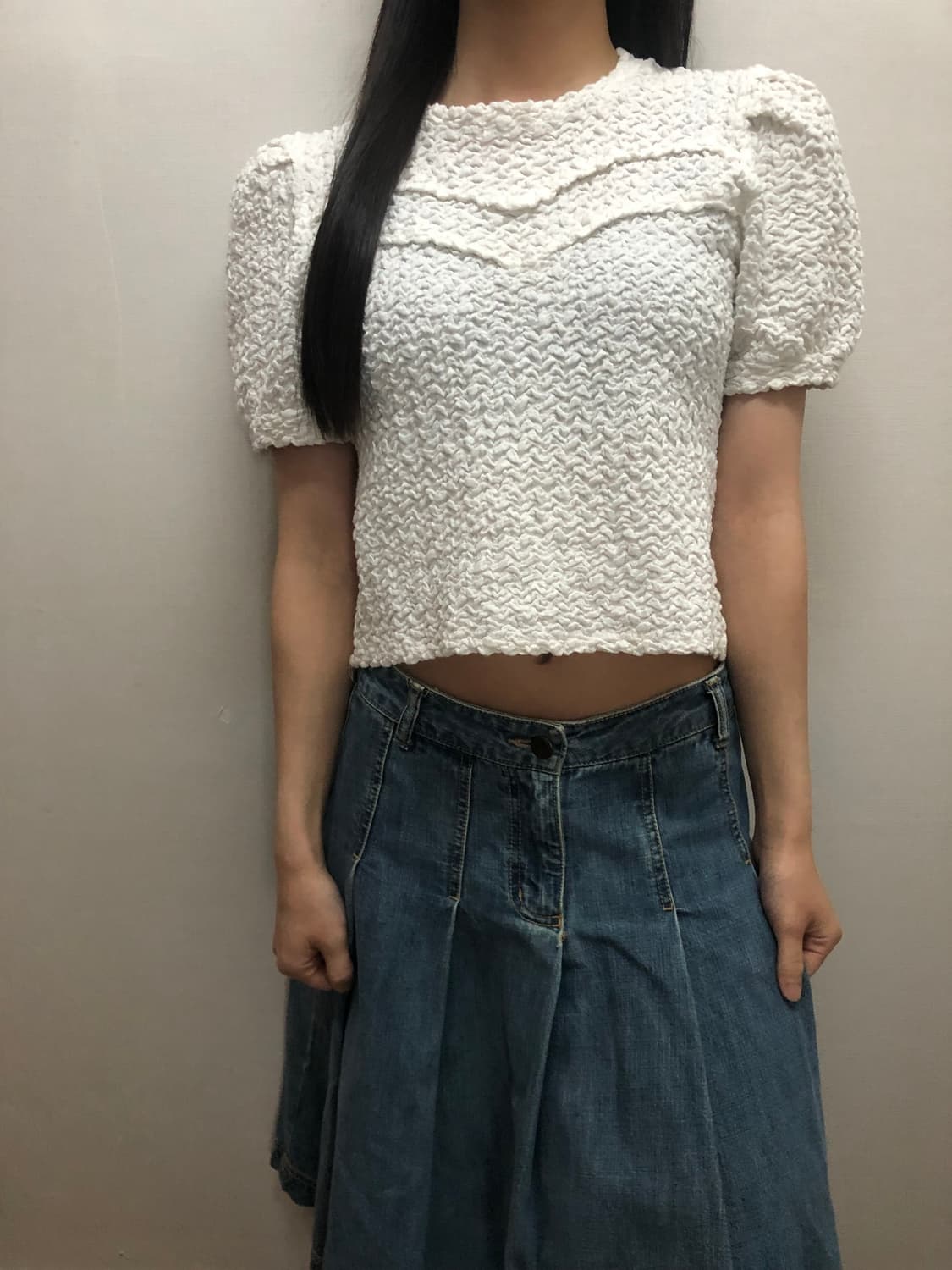 빈티지 화이트 크롭 탑 상품이미지7