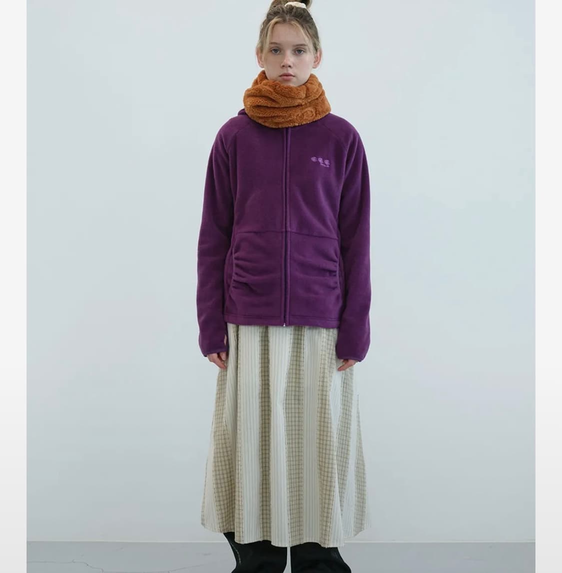 셔링 포켓 플리스 집업 후디 (Purple) 상품이미지1