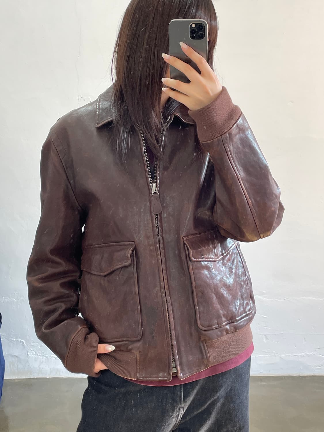 J.CREW 스톡턴 레이서 가죽 자켓 M 상품이미지1