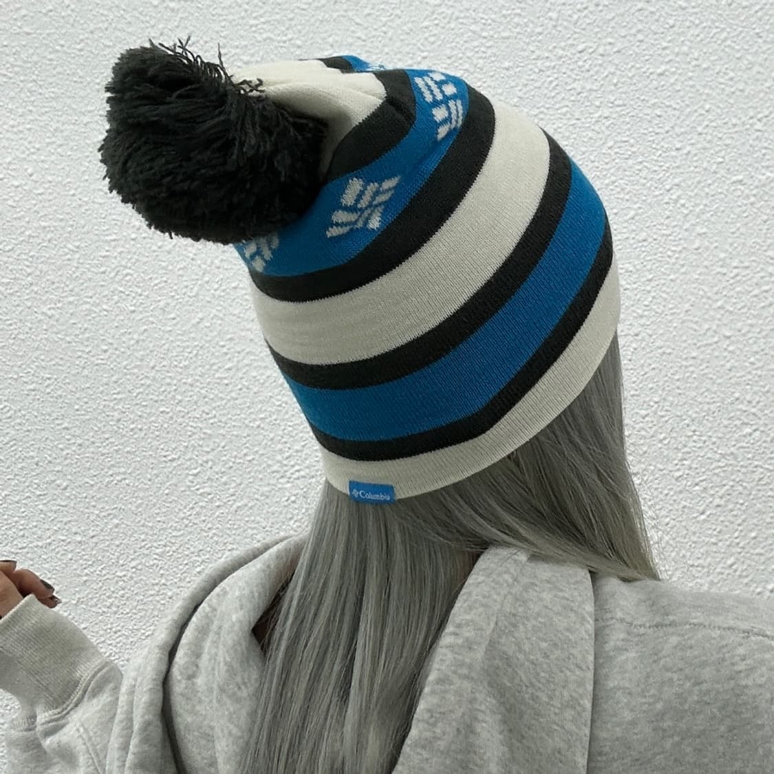 콜롬비아 블루 단가라 니트 비니 상품이미지4