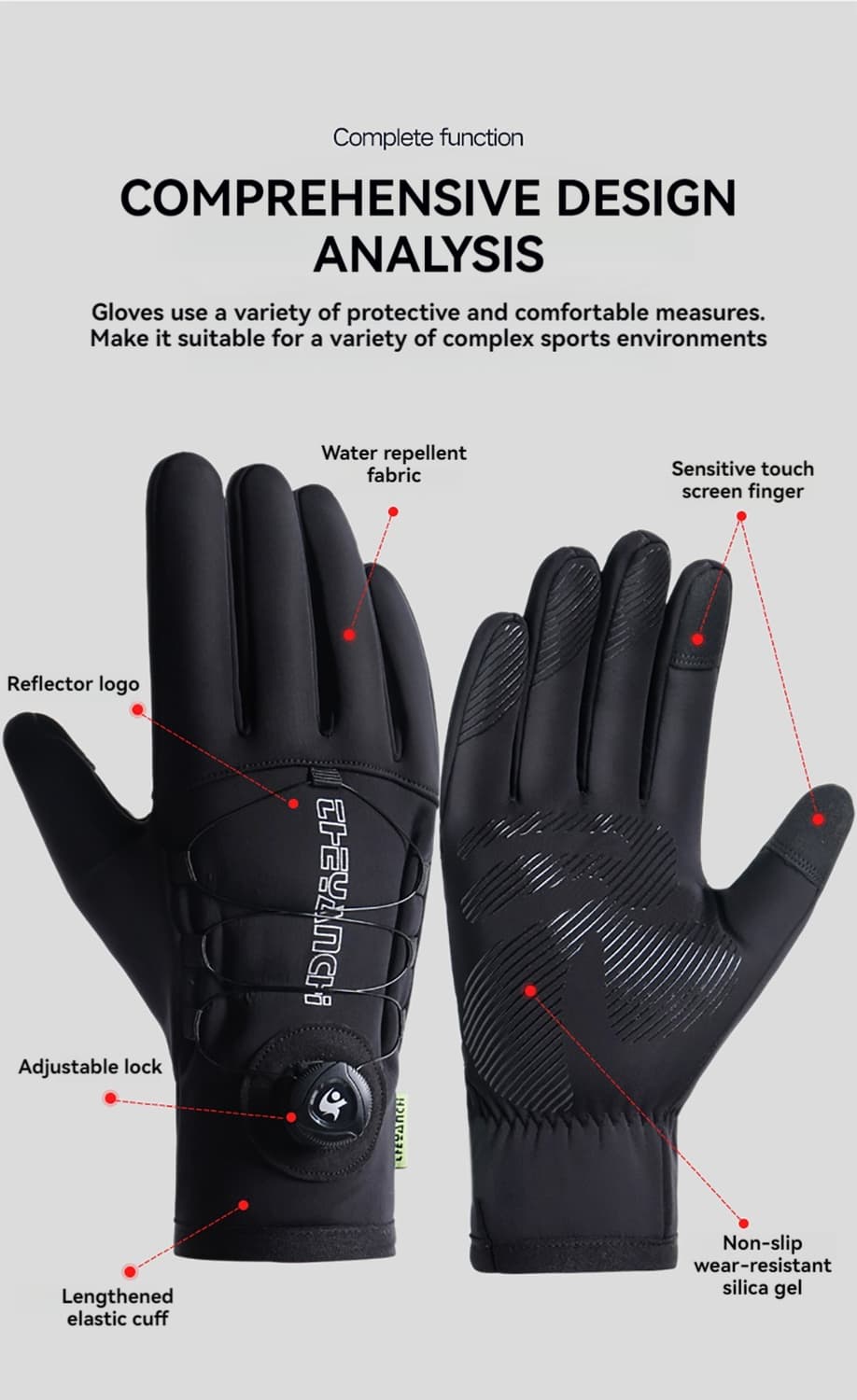 남녀 겨울용 자전거 방풍 방수 터치스크린 장갑 상품이미지7