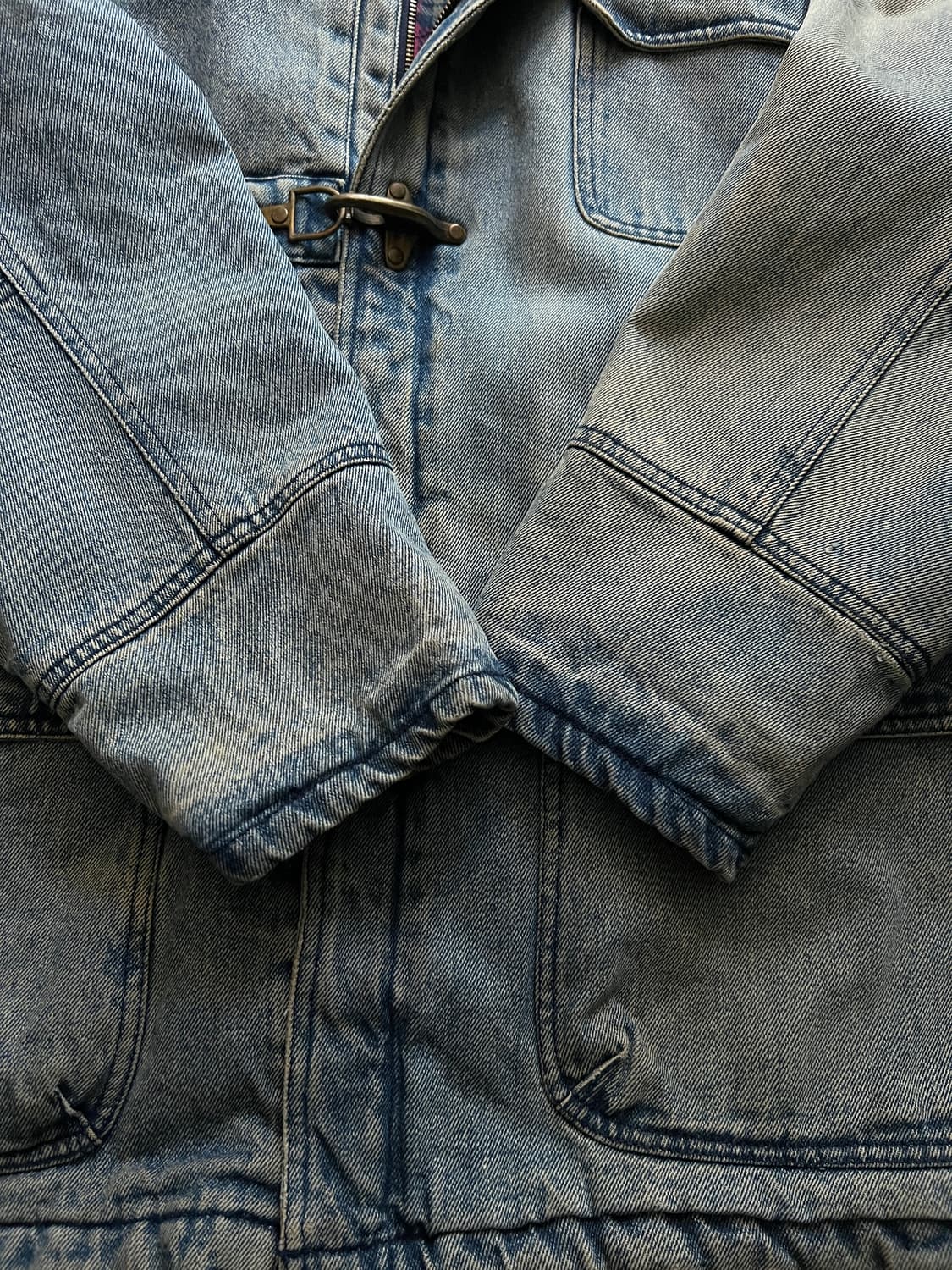 [M]USA 빈티지 체크 라이닝 파이어맨 후크 데님 초어 자켓 상품이미지5