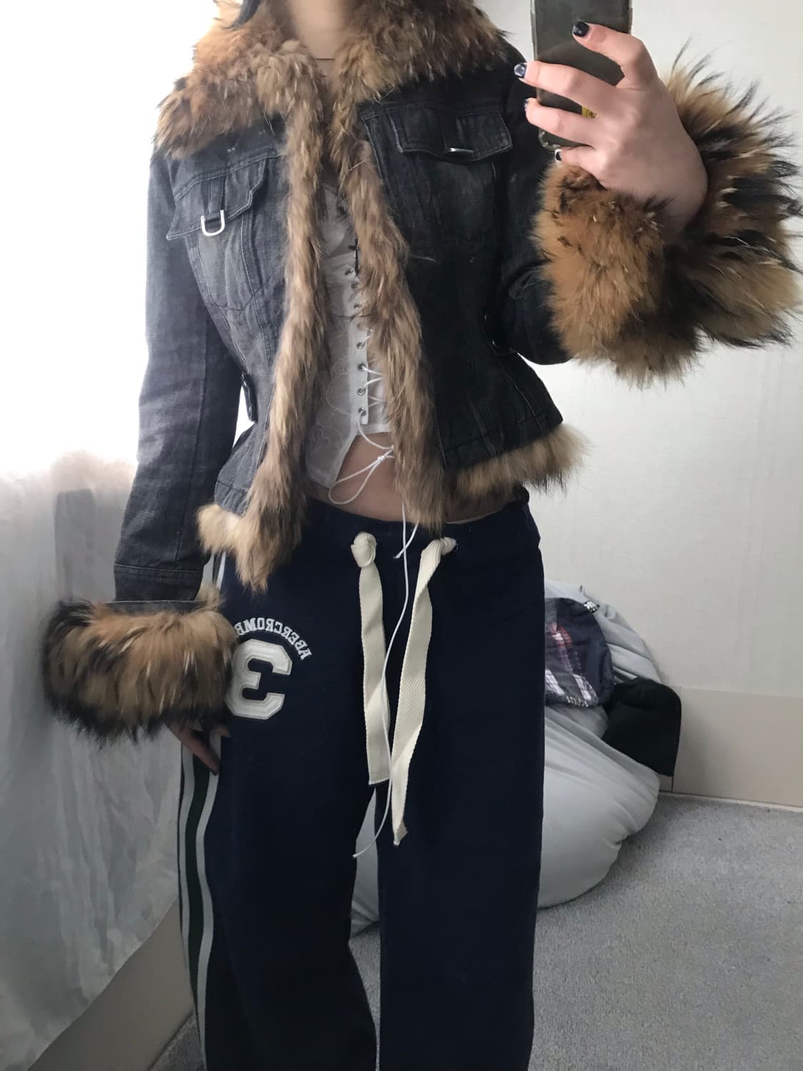 빈티지 데님 퍼자켓 상품이미지6