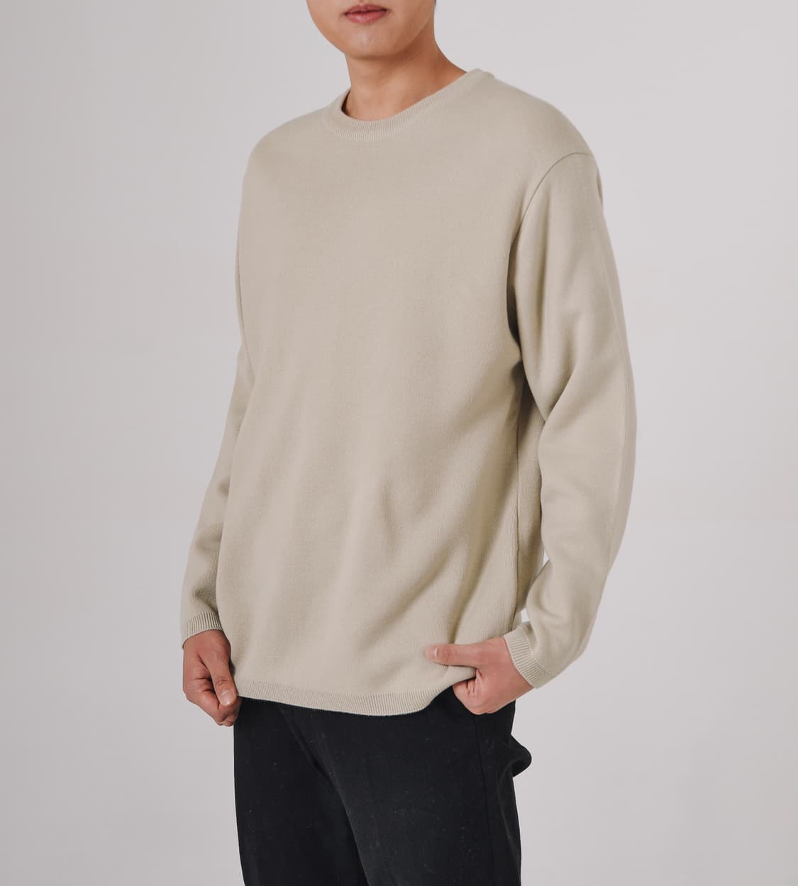 무신사 파인 울 세미오버 니트 라이트베이지(M)새상품팝니다 상품이미지1