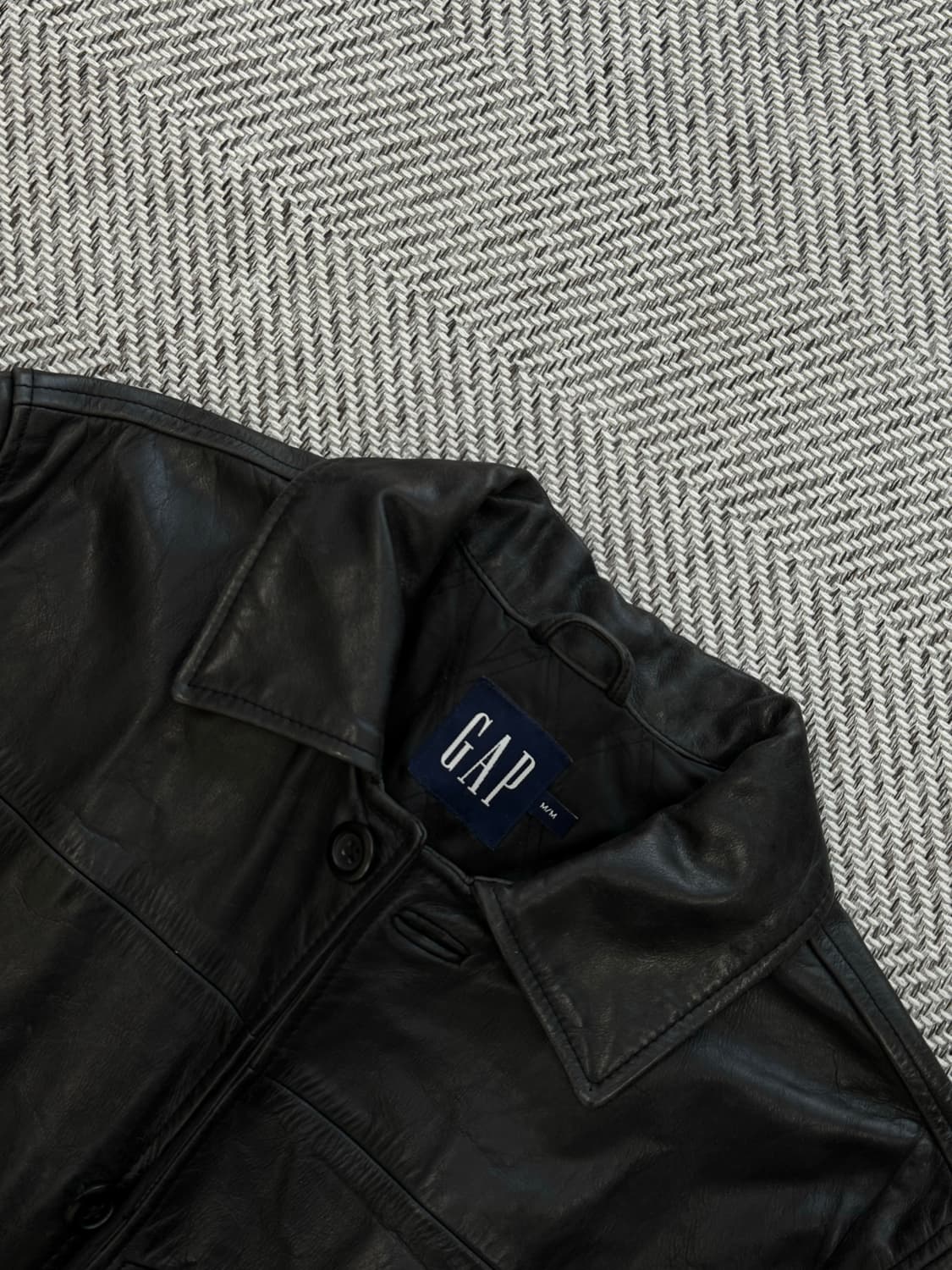 올드 갭 레더 빈티지 카 코트 블랙 M사이즈 상품이미지2