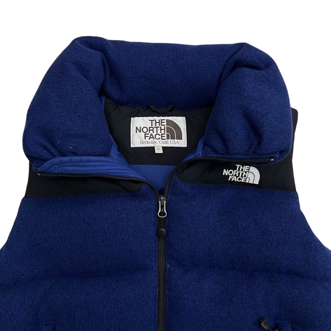 노스페이스 블랙배색 로고 네이비 니트 패딩조끼 85 상품이미지5