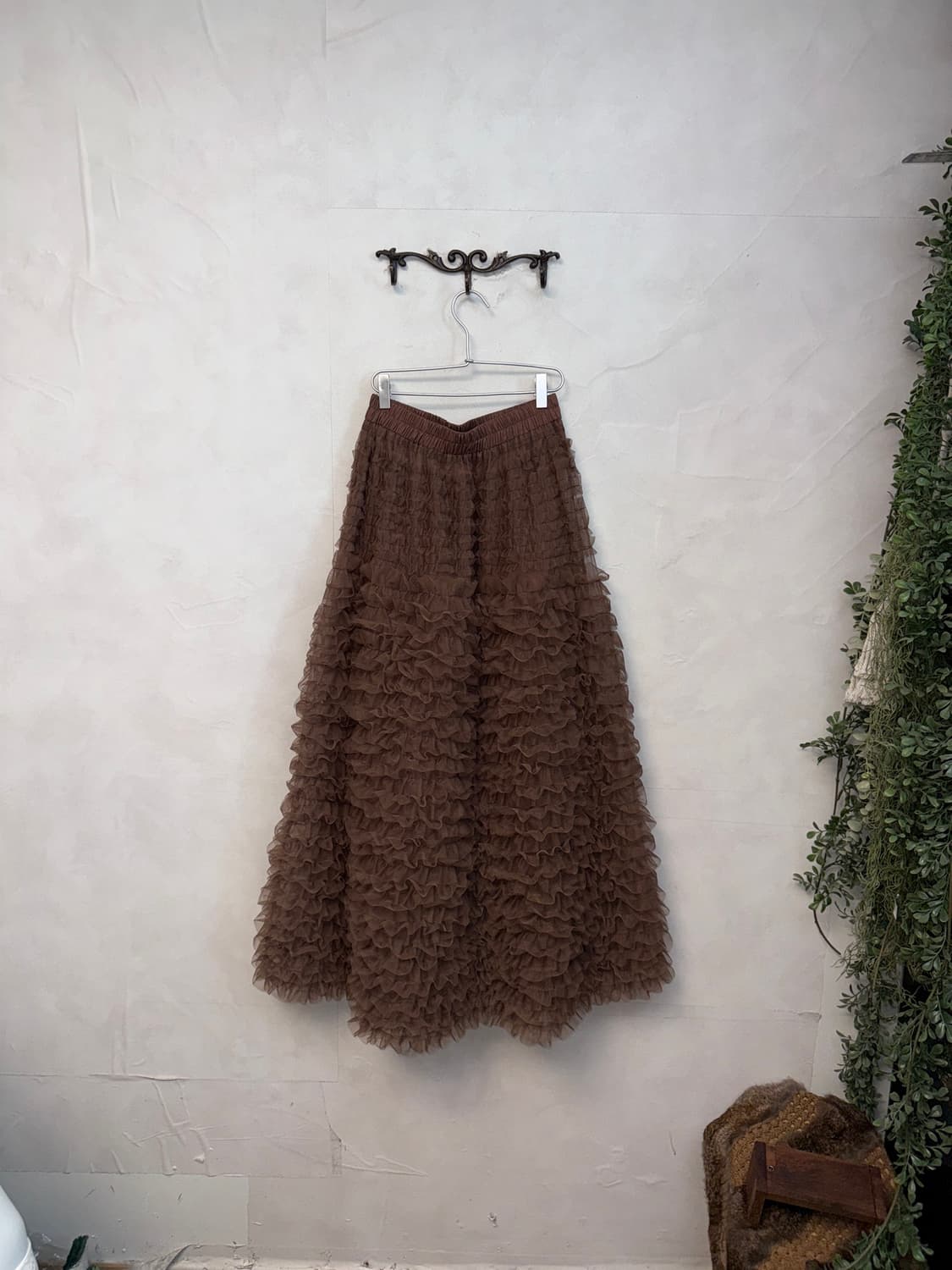 Cocoa brown frill ruffle volume tulle sk 상품이미지3