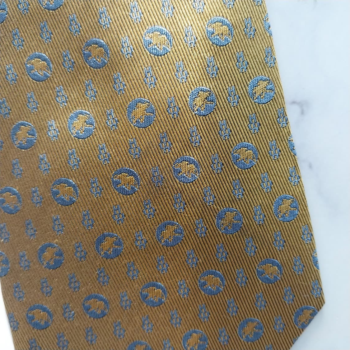 헌팅월드 실크 골드 코끼리 패턴 넥타이 9.9cm A+~A등급 K1449 상품이미지8