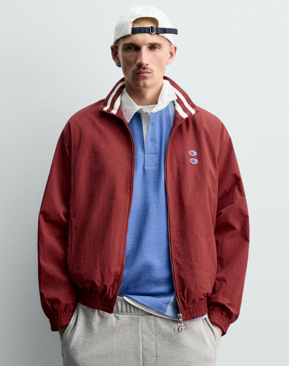 M 새제품) 자라 x 챔피온 테크니컬 패치 자켓 레드 간절기 점퍼 블루종 상품이미지8