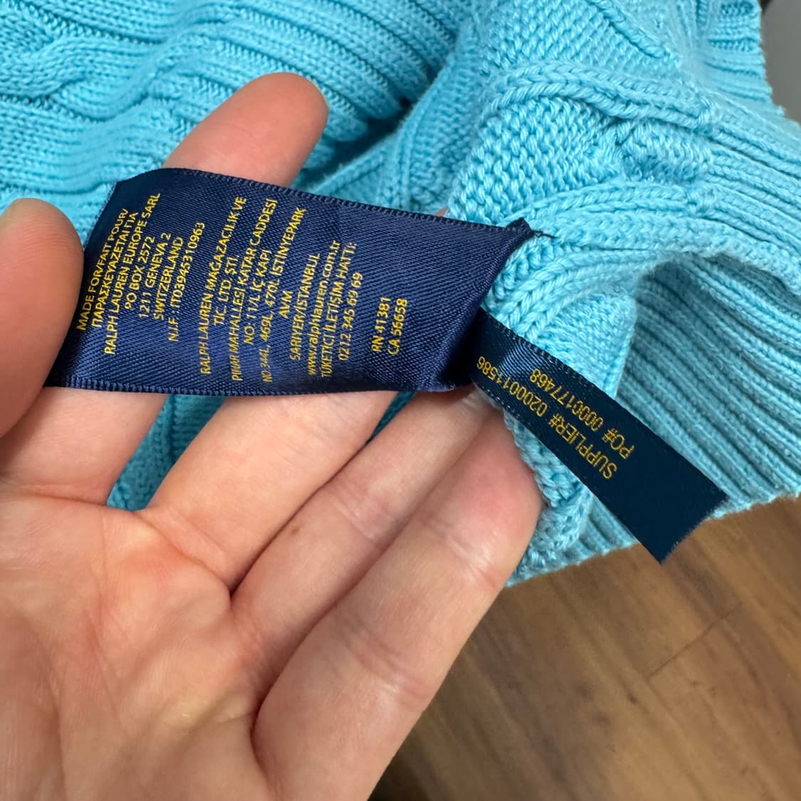 폴로 랄프로렌 케이블 니트 옐로우 포니 포인트 스카이블루 상품이미지7