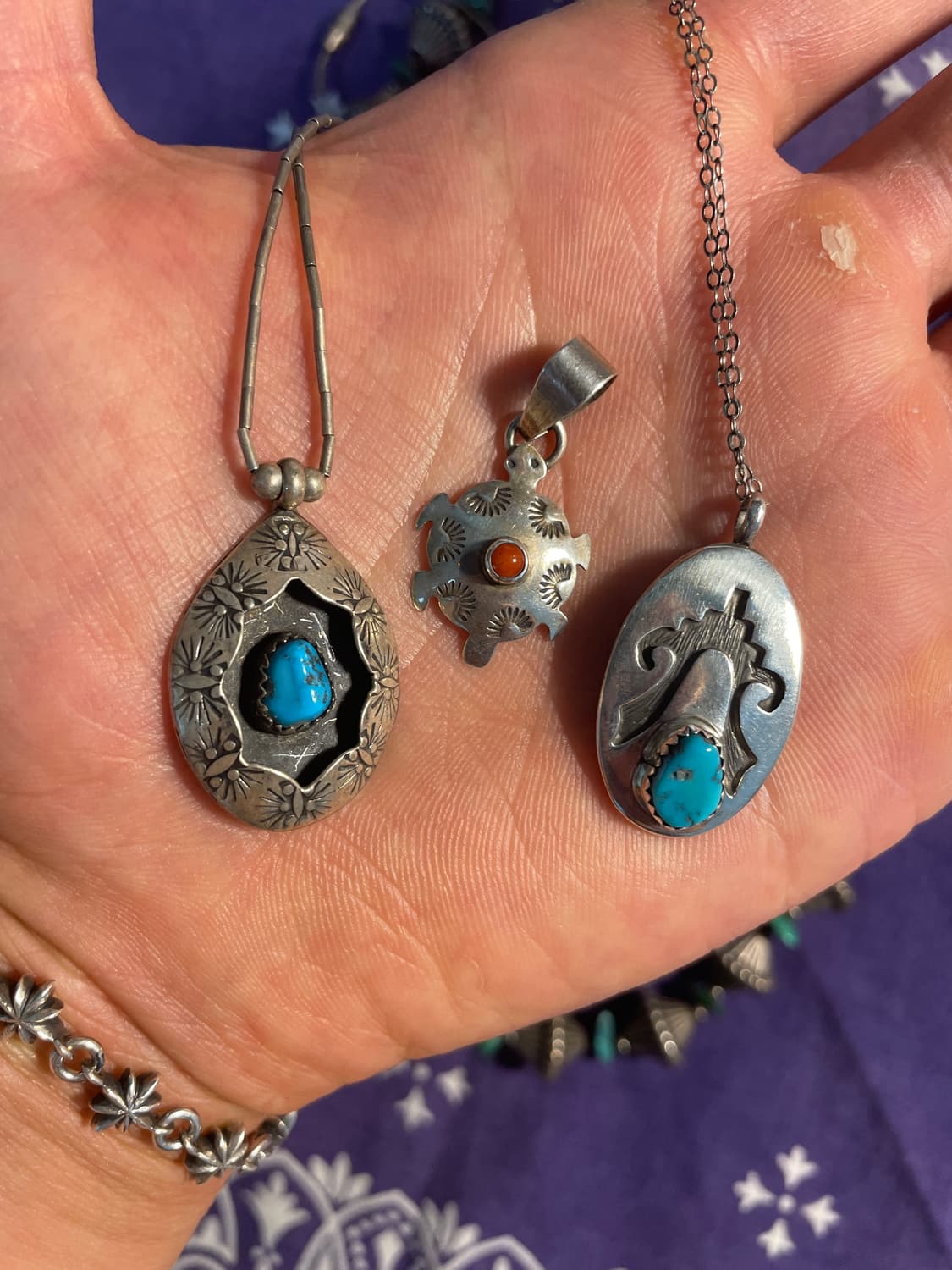 Navajo 925 Silver Turtle Pendant 상품이미지7