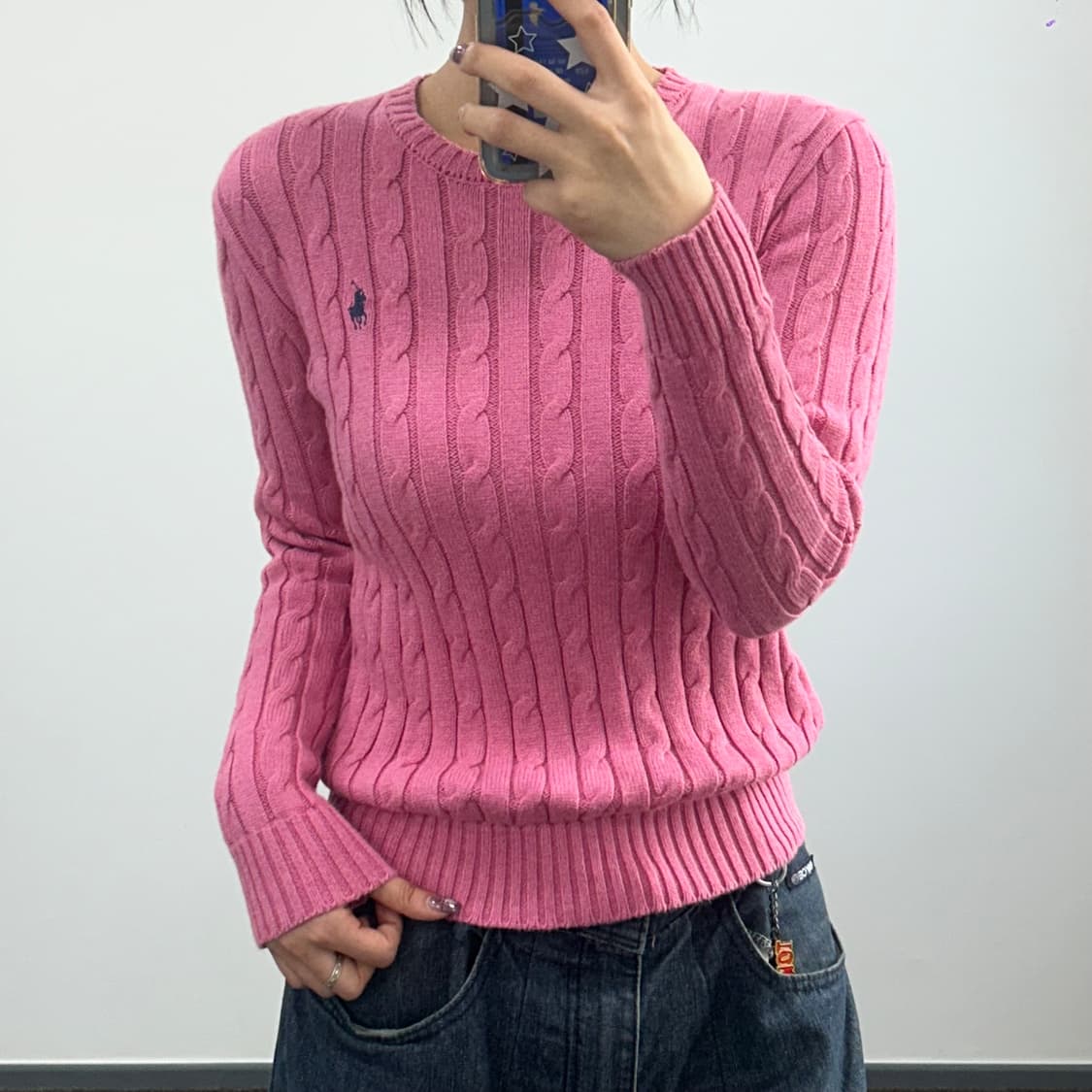 Polo Ralph Lauren 폴로 핑크 네이비포니 케이블 니트 상품이미지1