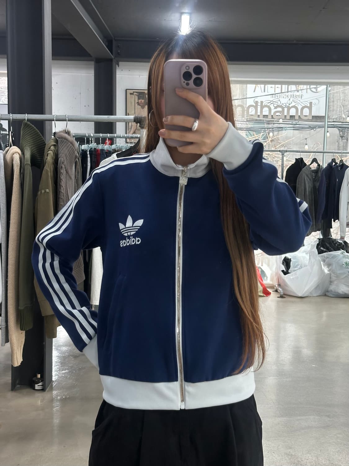 아디다스 빅로고 베켄바우어 져지 트랙탑 다크블루 상품이미지2