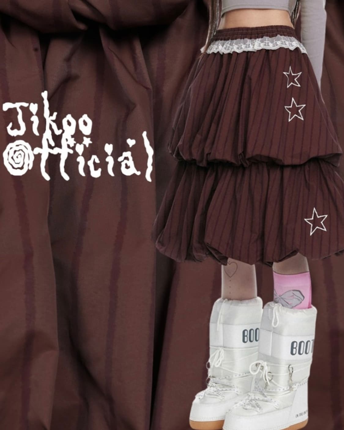 jikoo 지쿠 별 레이스 벌룬 미디 캉캉 스커트 상품이미지2