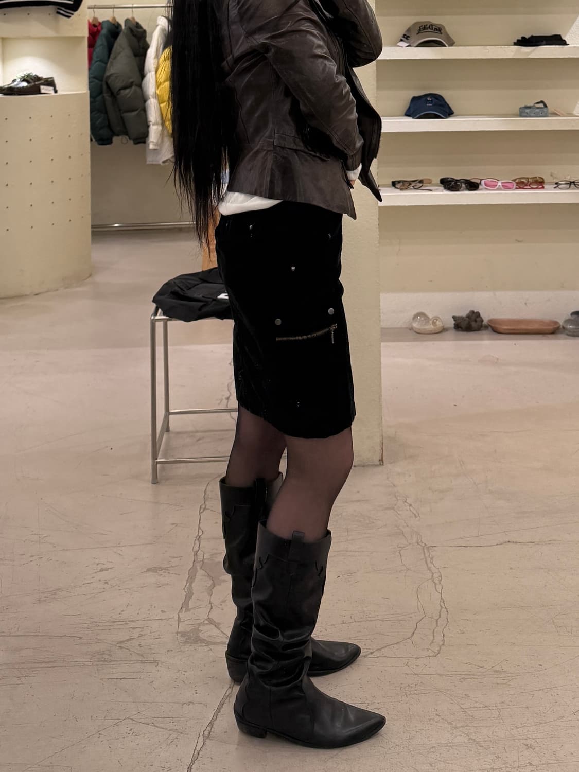 빈티지 벨벳 카고 지퍼 스커트 U986 상품이미지2