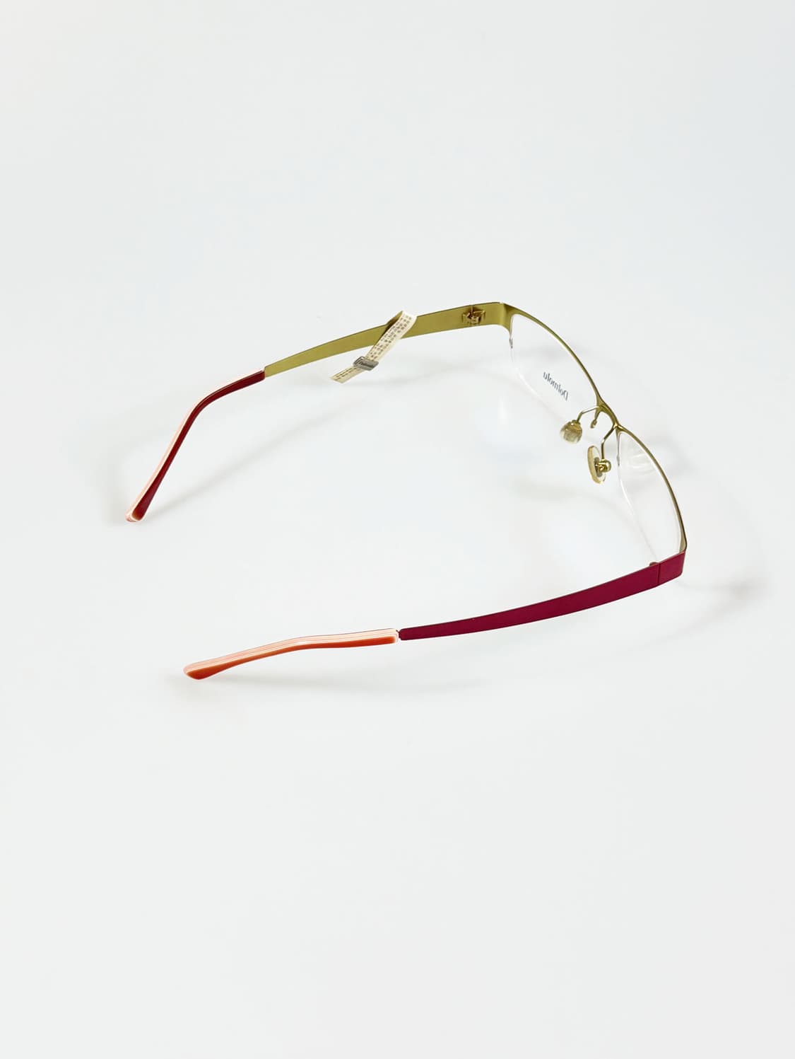 DOMOLU 핑크 골드 메탈 반무테 스퀘어 빈티지 안경 상품이미지4