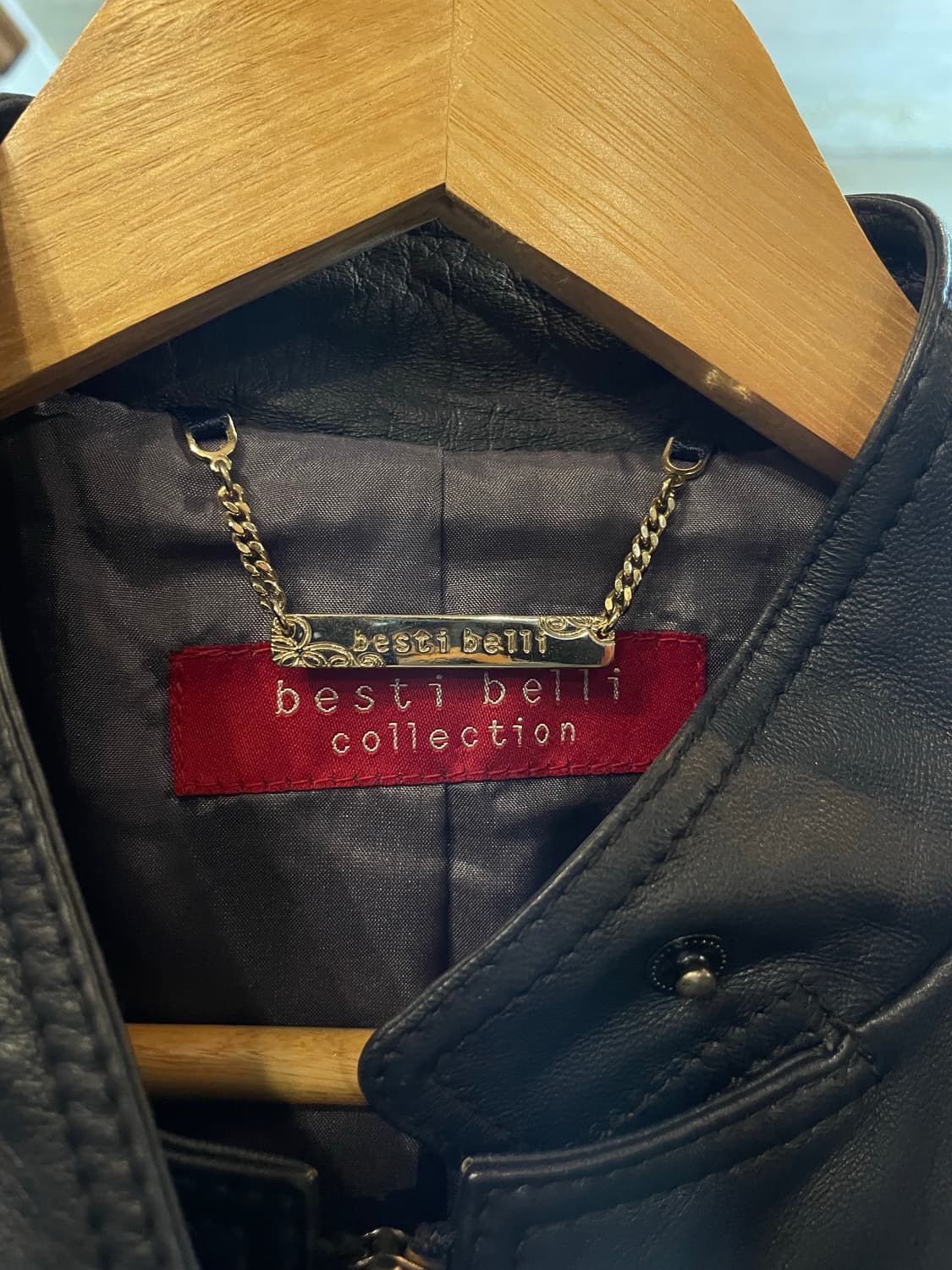 besti belli 양가죽 바이커 자켓 블랙 상품이미지5