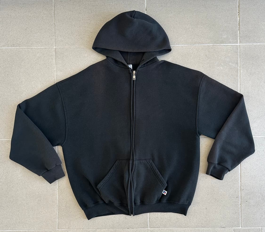 90s 빈티지 러셀 후드집업 블랙 XL 상품이미지1